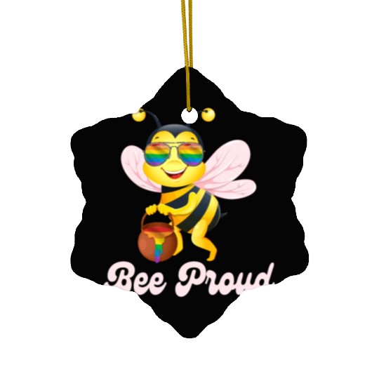 Proud Bee LGBTQ Pride Rainbow Flag Honey Ceramic Ornaments