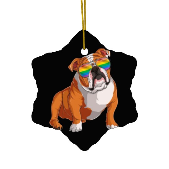 Funny English Bulldog LGBT Gay Pride Dog Ceramic Ornaments