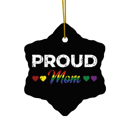 Proud Mom Gay Lesbian LGBTQ Pride Rainbow Mothers Ceramic Ornaments