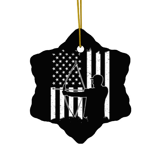 Patriotic Traditional Archery Hunting USA Flag Ceramic Ornaments