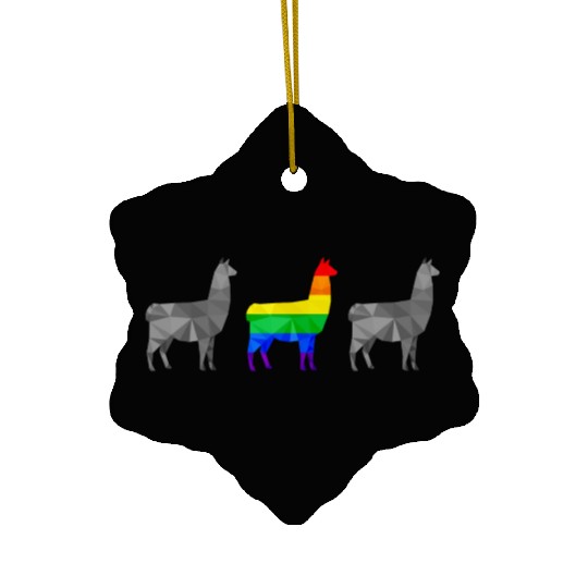 Llama Alpaca LGBTQ Gay Pride Rainbow Flag Ceramic Ornaments