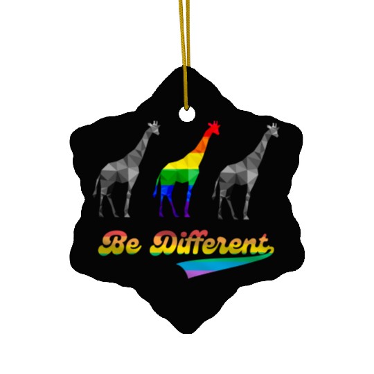 Colorful Giraffe LGBTQ Gay Pride Rainbow Flag Ceramic Ornaments