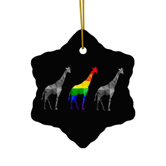 Giraffe LGBTQ Gay Pride Rainbow Flag Ceramic Ornaments