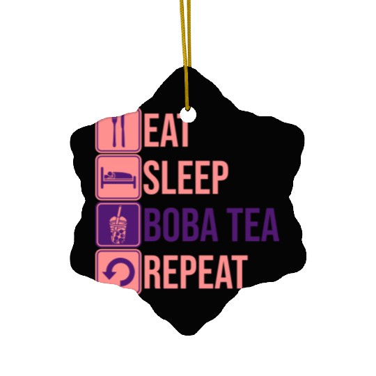 Eat Sleep Boba Tea Ceramic Ornaments