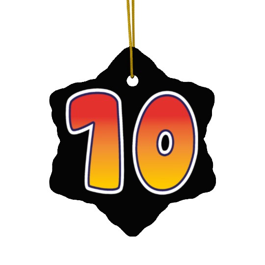 Number 10 Red - Orange Design Ceramic Ornaments