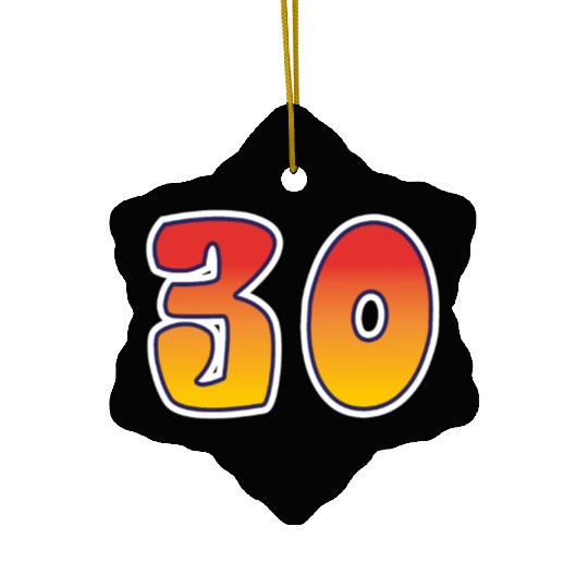 Number 30 Red - Orange Design Ceramic Ornaments