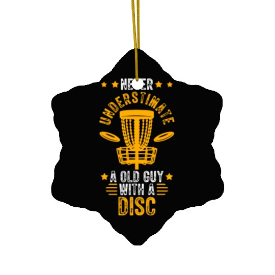 Old Guy Disc Golf Vintage Ultimate Frisbee Ceramic Ornaments