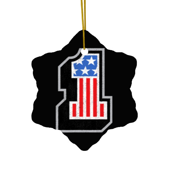 USA Stars Stripes Number One Patriotic Ceramic Ornaments