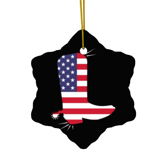 American Flag Cowboy Boot Stars And Stripes Ceramic Ornaments