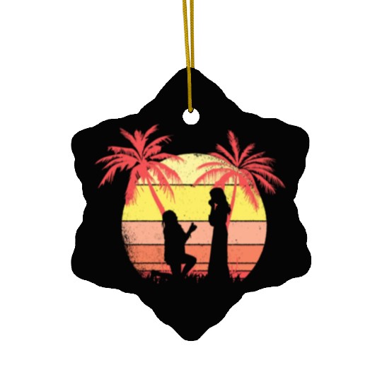 Lesbian Couple Romantic Marriage Propose Summer Ceramic Ornaments