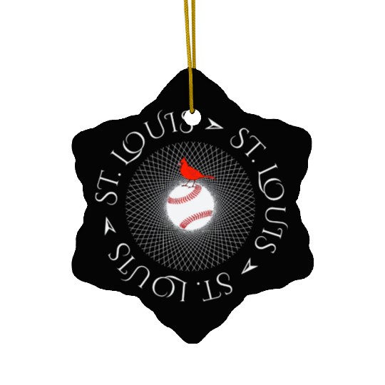 Saint Louis Red Cardinal Circle Font 2019 Ceramic Ornaments