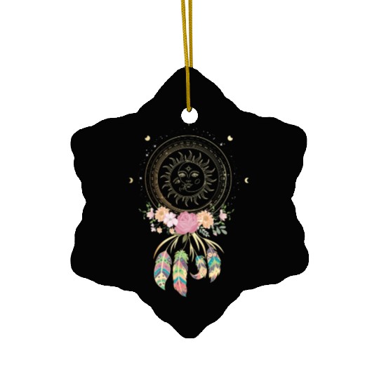 Beautiful Dreamcatcher Sun Moon Flowers Ceramic Ornaments