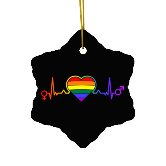 LGBTQ Flag Heart Lesbian Gay Pride Ceramic Ornaments