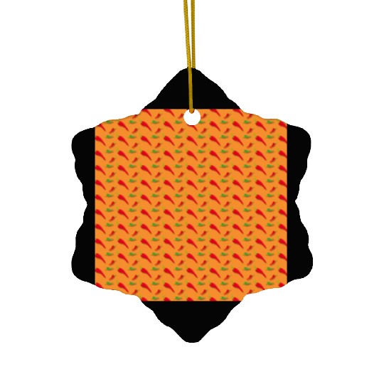 Red Chilli Pepper Pattern on orang Ceramic Ornaments