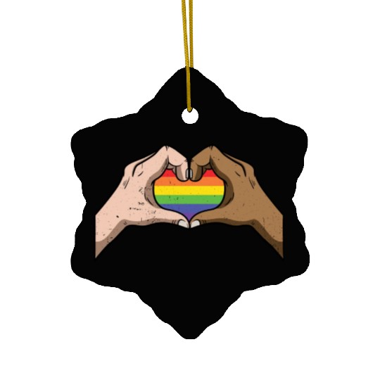 LGBT Rainbow Heart Gay Pride Lesbian Equality Gift Ceramic Ornaments