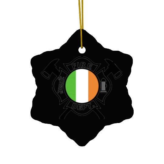 Firefighter Maltese (black) with Irish Flag Ceramic Ornaments