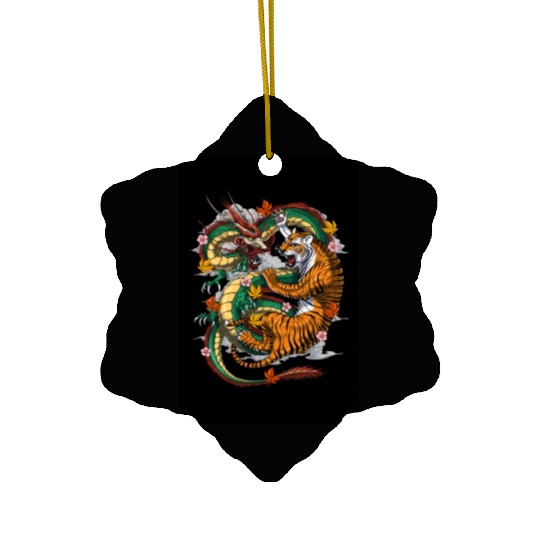 Japanese Dragon Tiger Ceramic Ornaments