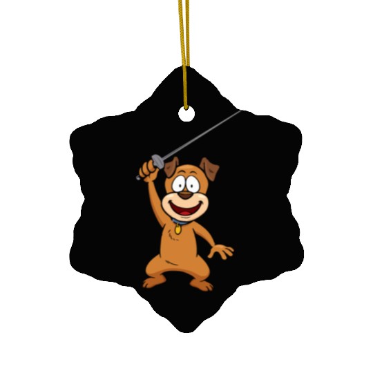 Fencing Dog Funny Animal Fencing Humor For Dog Ceramic Ornaments