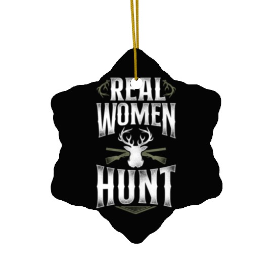 Buck Deer Hunting Hunter Girl Ceramic Ornaments