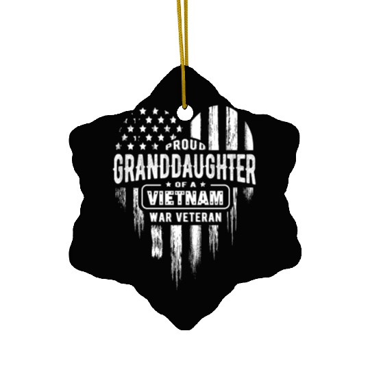 Proud Granddaughter Vietnam Vet Grandpa Veteran US Ceramic Ornaments