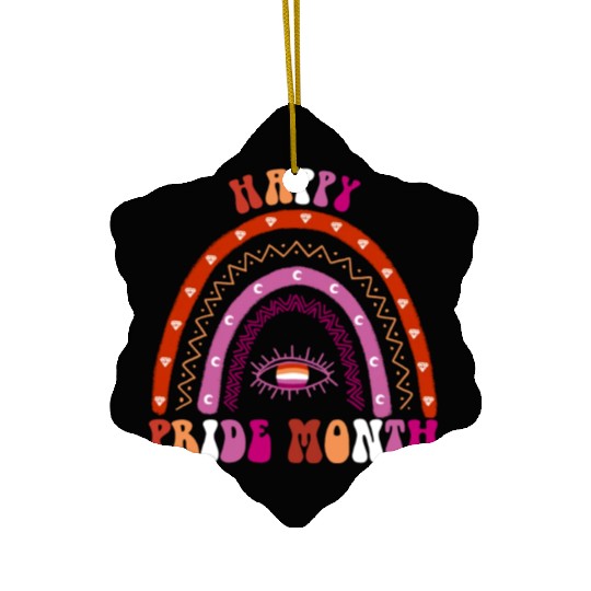 Rainbow Happy Pride Month Lesbian Ceramic Ornaments