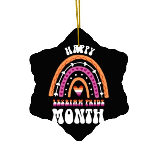 Happy Lesbian Pride Month Lesbian Rainbow Ceramic Ornaments