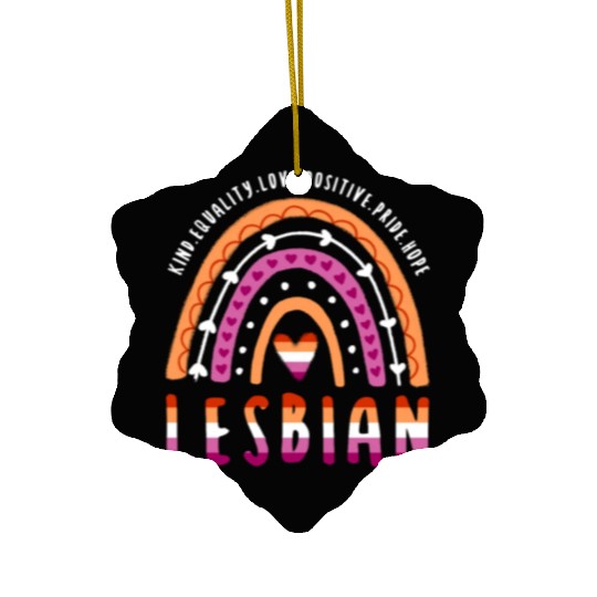 Lesbian Pride Rainbow Ceramic Ornaments