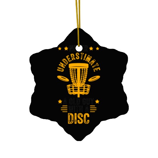 Old Guy Disc Golf Vintage Ultimate Frisbee Ceramic Ornaments
