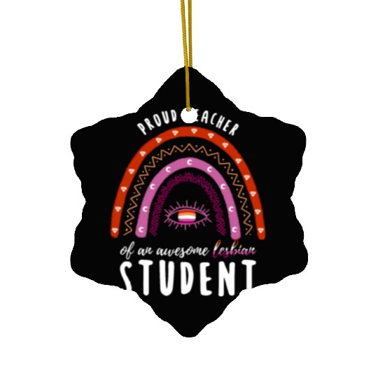 Rainbow Teacher Awesome Lesbian Student Ceramic Ornaments
