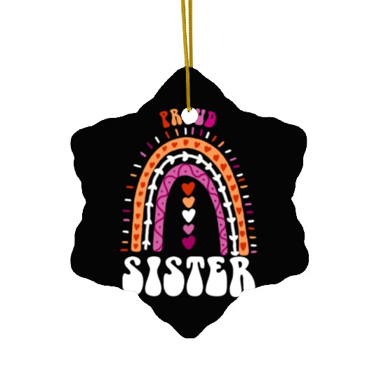 Proud Sister Lesbian Pride Boho Rainbow Ceramic Ornaments