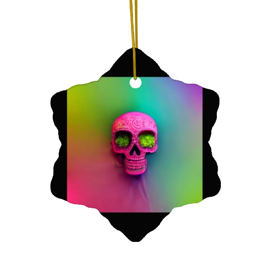 budsack neon neon mexican holiday skull day Ceramic Ornaments