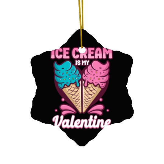 Ice Cream Valentines Day Cone Ceramic Ornaments