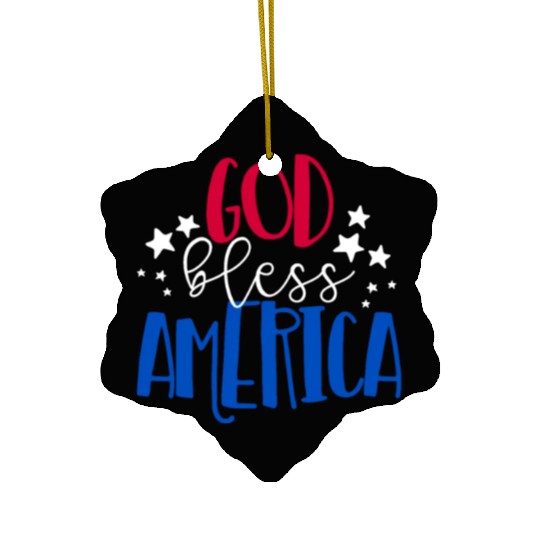 God Bless America Patriotic American 4th of Julygo Ceramic Ornaments