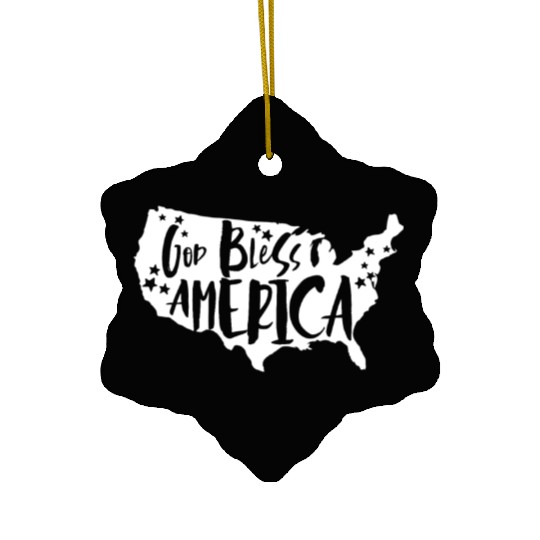God Bless America USA Map Patriotic 4th of Julygod Ceramic Ornaments