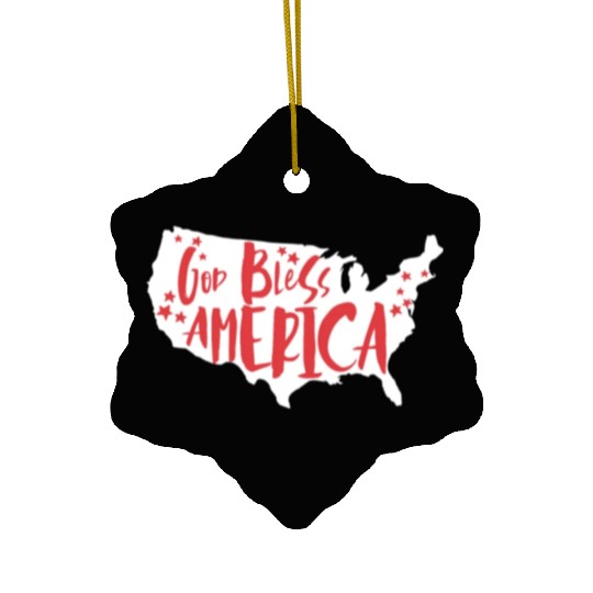 God Bless America USA Map Patriotic 4th of Julygod Ceramic Ornaments