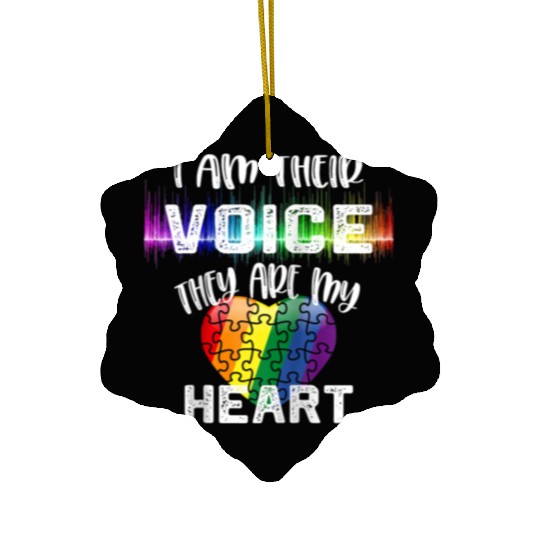 Autism Teacher I Am Their Voice They Are My Heart Ceramic Ornaments