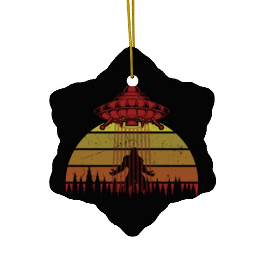 Bigfoot UFO Alien Forest Fantasy Ceramic Ornaments