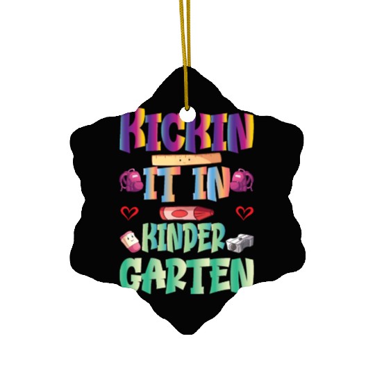 Kickin It In Kindergarten Ceramic Ornaments