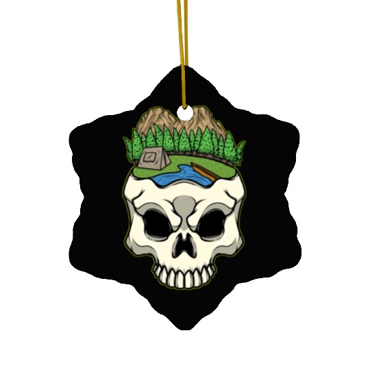 Skeleton Head Camp Campsite Camper Camping Ceramic Ornaments