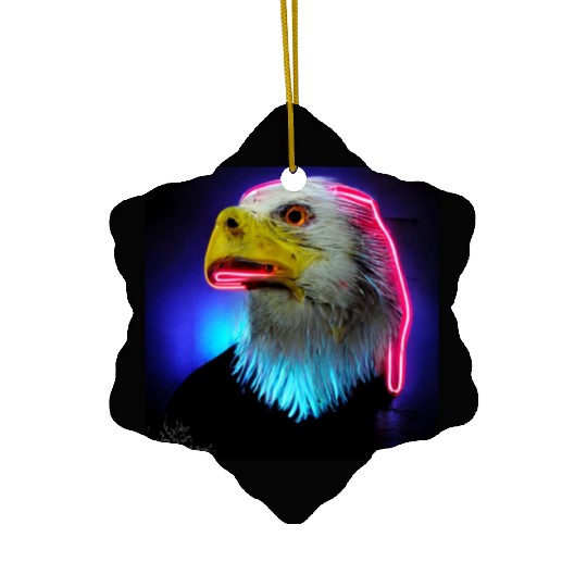 i love america neon bright lightsamerican eagle Ceramic Ornaments