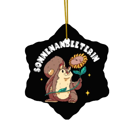 Sonnenanbeeterin Squirrel & Sunflower-Themed Ceramic Ornaments