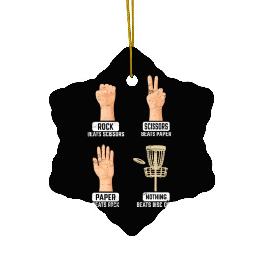 Rock Paper Scissors Nothing Beats Disc Golf Frisbe Ceramic Ornaments