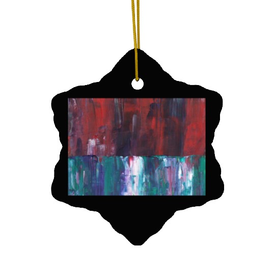 Abstract Red Green Minimalist Painting Ceramic Ornaments