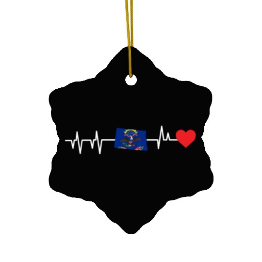North Dakota Heartbeat Gift Ceramic Ornaments