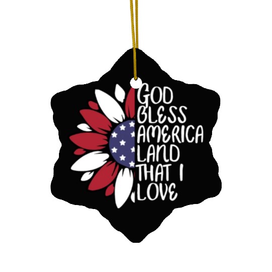 God Bless America Sunflower God Bless USA Ceramic Ornaments