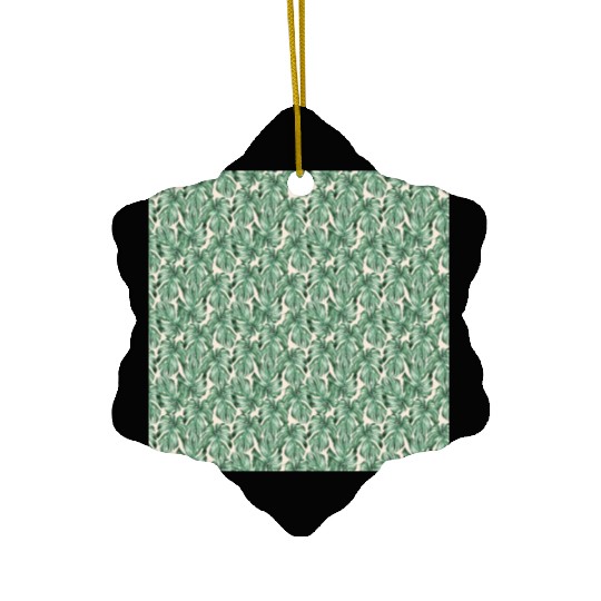 Watercolor Tropical Monstera Leaves Ceramic Ornaments