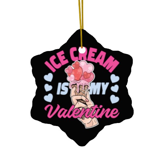 Ice Cream Valentines Day Cone Ceramic Ornaments