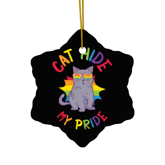 Cat Hide my Pride LGBT Cats and Women Ceramic Ornaments