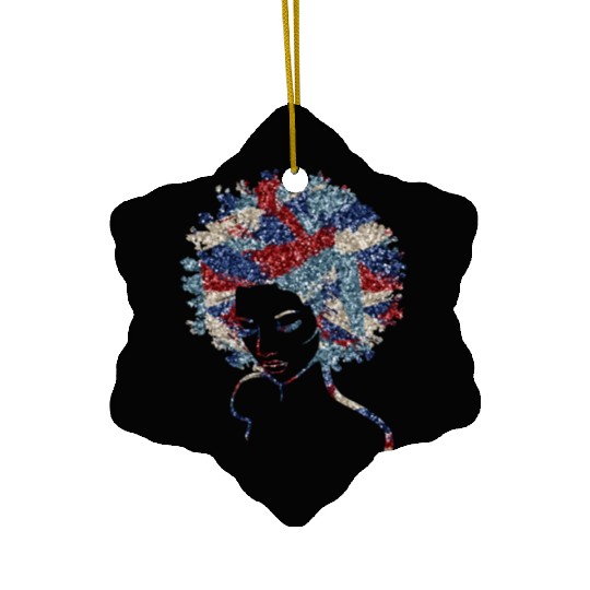 Black Girl Us Flag USA Ceramic Ornaments