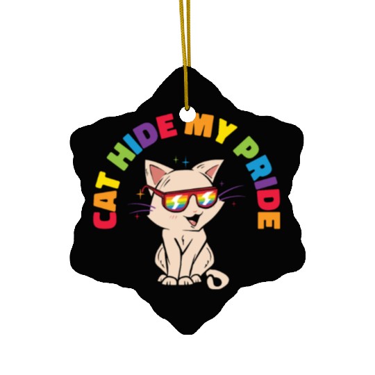 Cat Hide my Pride LGBT Cats and Women Ceramic Ornaments
